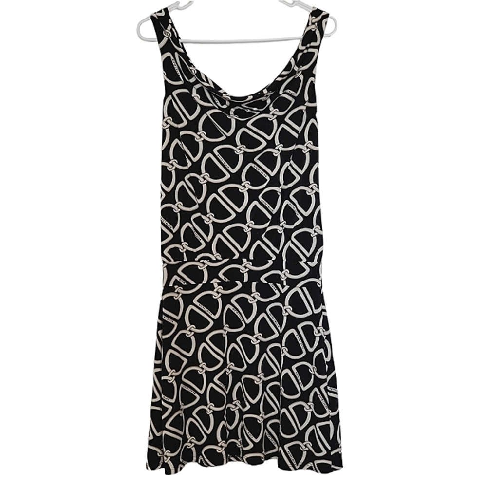 7226 * White House Black Market Chain Print Dress Black White Size 4